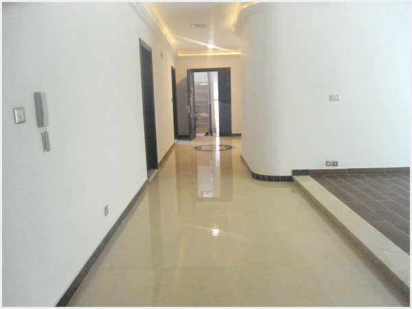 Polished marble floor in hallway