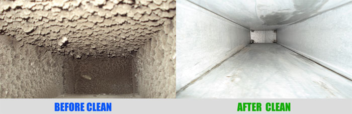 Before and after duct cleaning